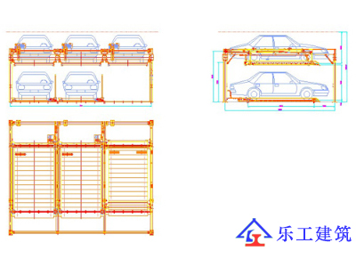 二层升降横移（三视图）